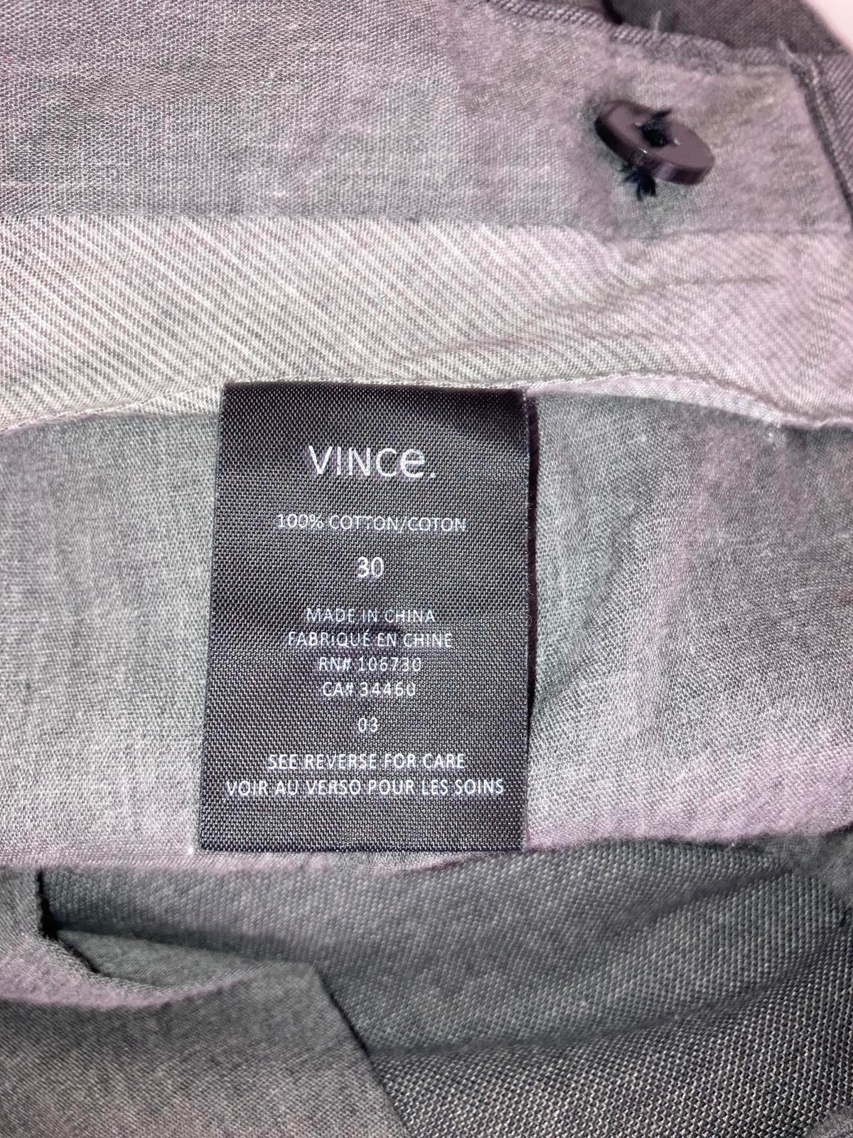 Vince Cotton Dress Pants Men’s Size 30 Gray Straight Chino