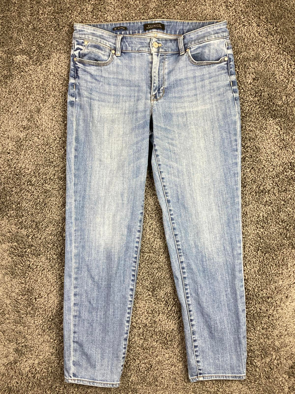 Talbots Flawless Five Pocket Boyfriend Jeans Women Size 8 Blue Stretch Denim