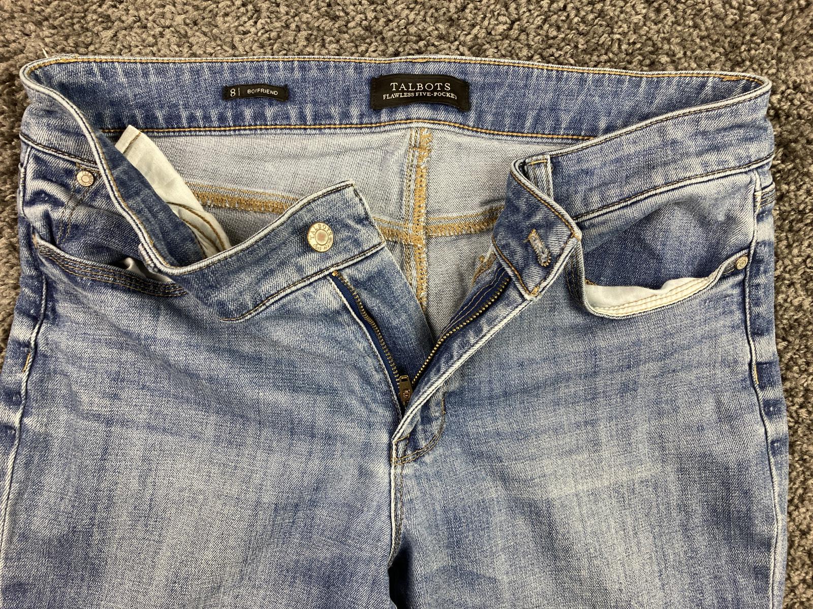 Talbots Flawless Five Pocket Boyfriend Jeans Women Size 8 Blue Stretch Denim