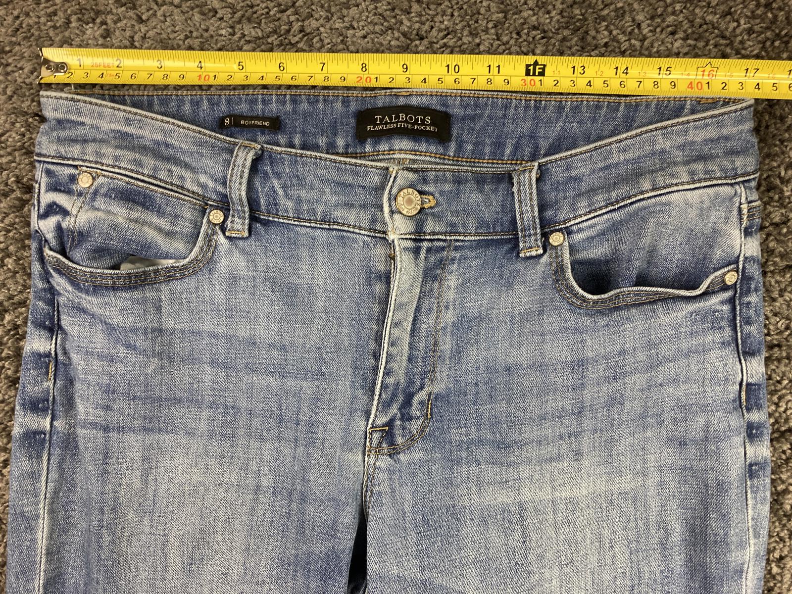 Talbots Flawless Five Pocket Boyfriend Jeans Women Size 8 Blue Stretch Denim