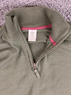 Timberland Quarter Zip Sweater Men's Green 100% Cotton Pullover Sz XL