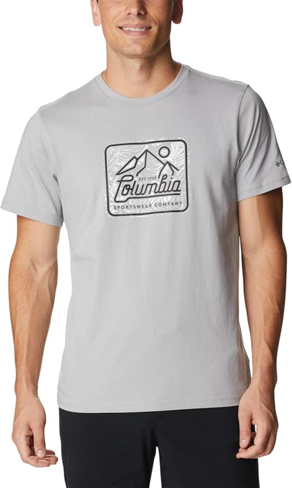 Columbia Omni-Shade Sun Trek Graphic T-Shirt Mens Gray Performance Hiking Sz L