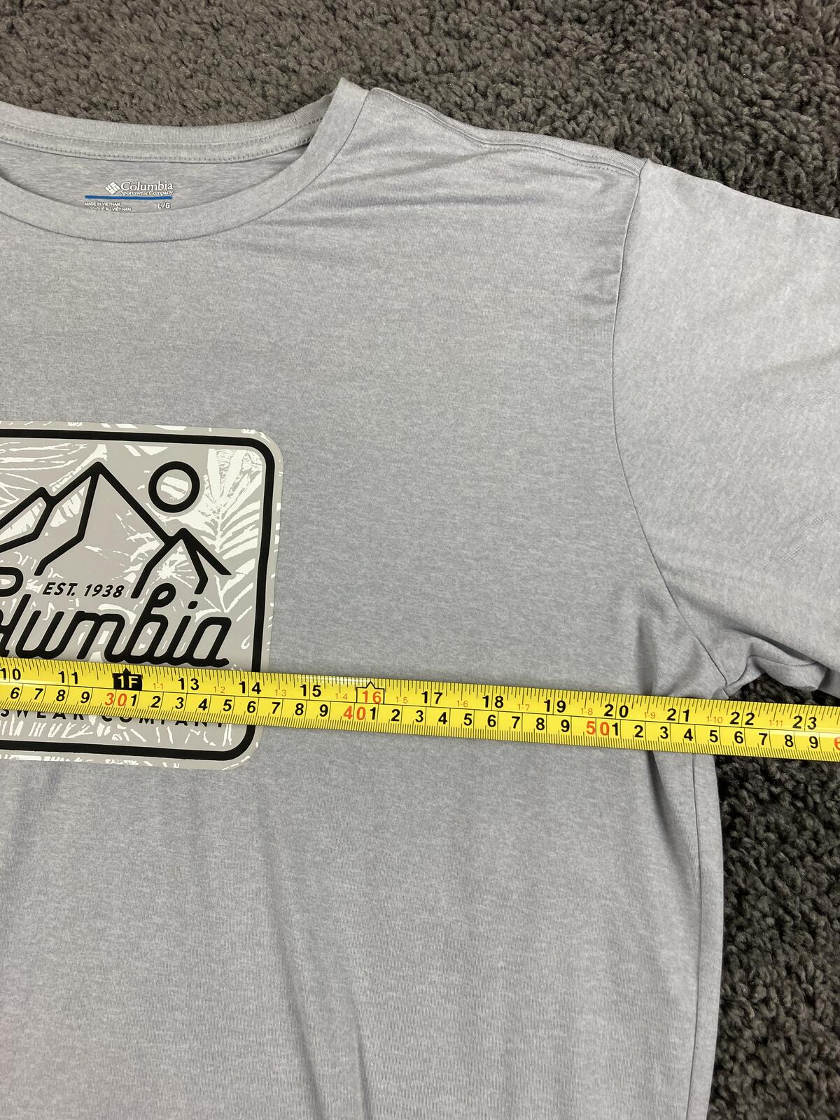 Columbia Omni-Shade Sun Trek Graphic T-Shirt Mens Gray Performance Hiking Sz L