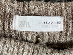 Zara Knit Pants Girls Brown Beige Striped Wide Leg Pull On  Size 11-12