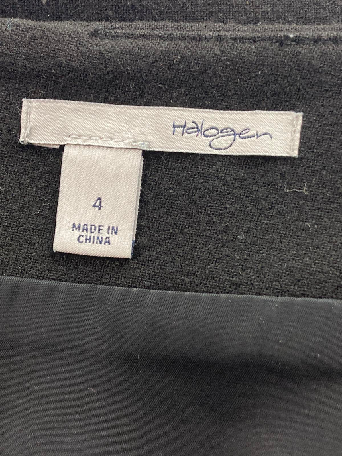 Halogen Black Pencil Skirt Size 4 Lined Stretch Sheath Back Zipper Dry Clean