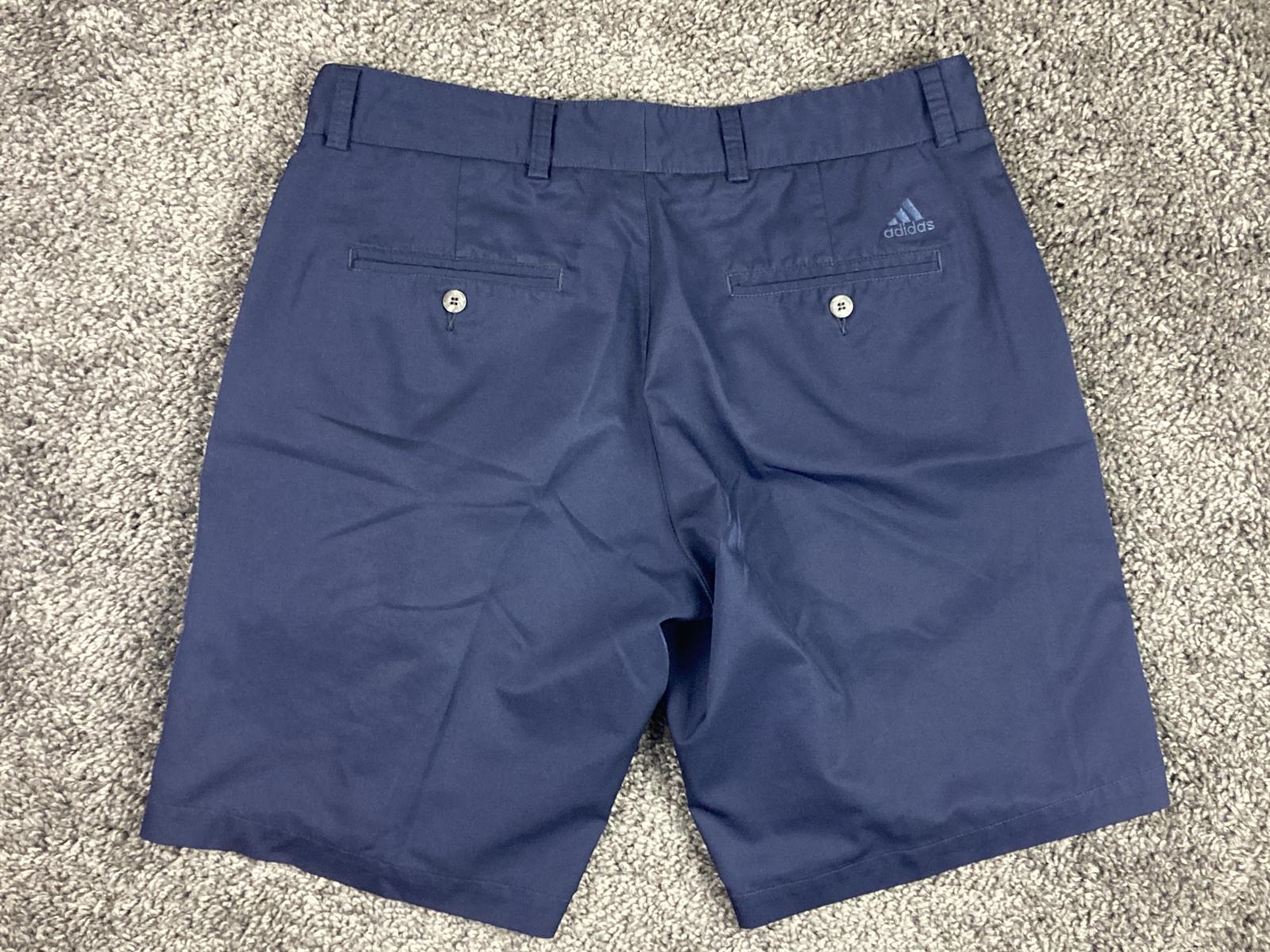 Adidas Golf Climalite Shorts Mens Navy Blue Flat Front Chino Performance Sz 34