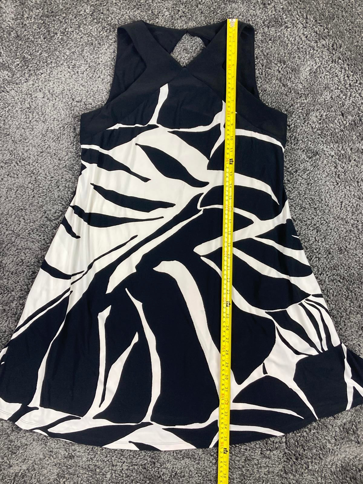 Lauren Ralph Lauren Women’s 10 Black White Tropical Cutout Dress w/Pockets