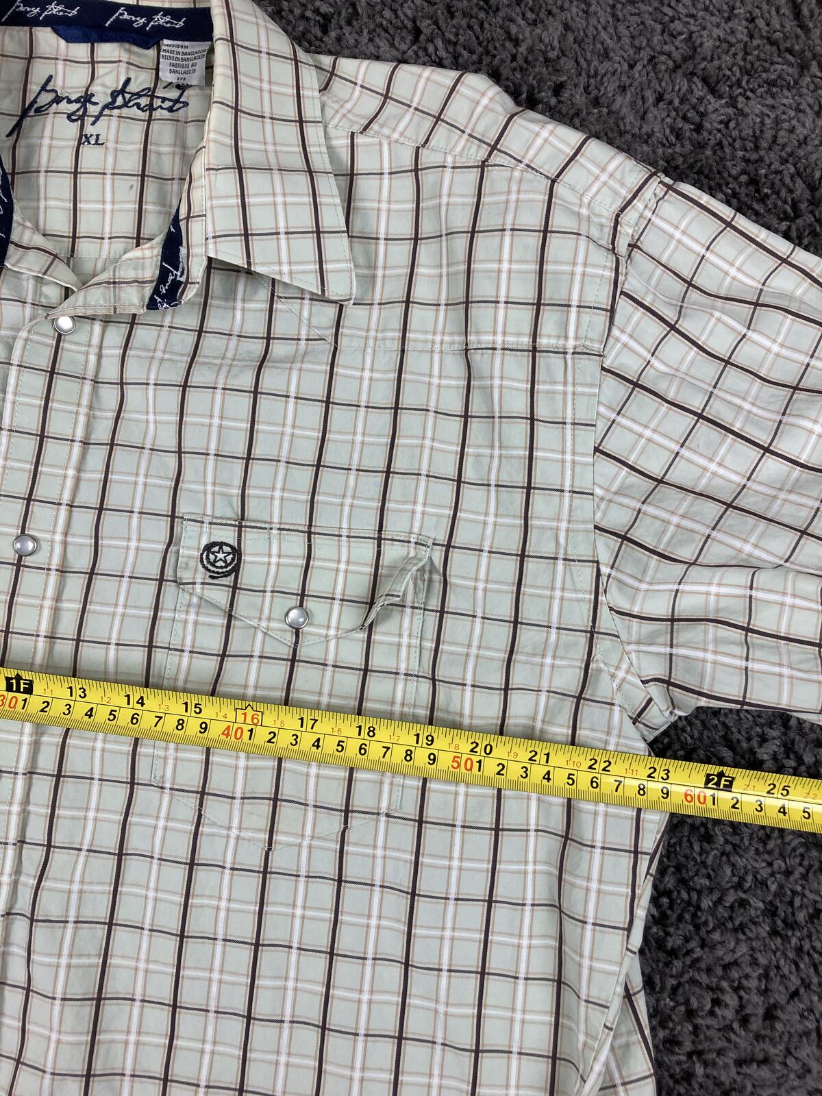 George Strait Wrangler Western Shirt  Mens Sage Green Plaid Pearl Snap Cotton XL