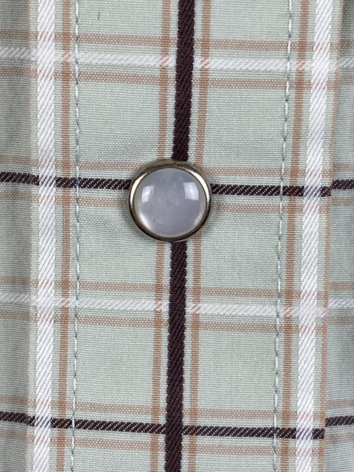 George Strait Wrangler Western Shirt  Mens Sage Green Plaid Pearl Snap Cotton XL