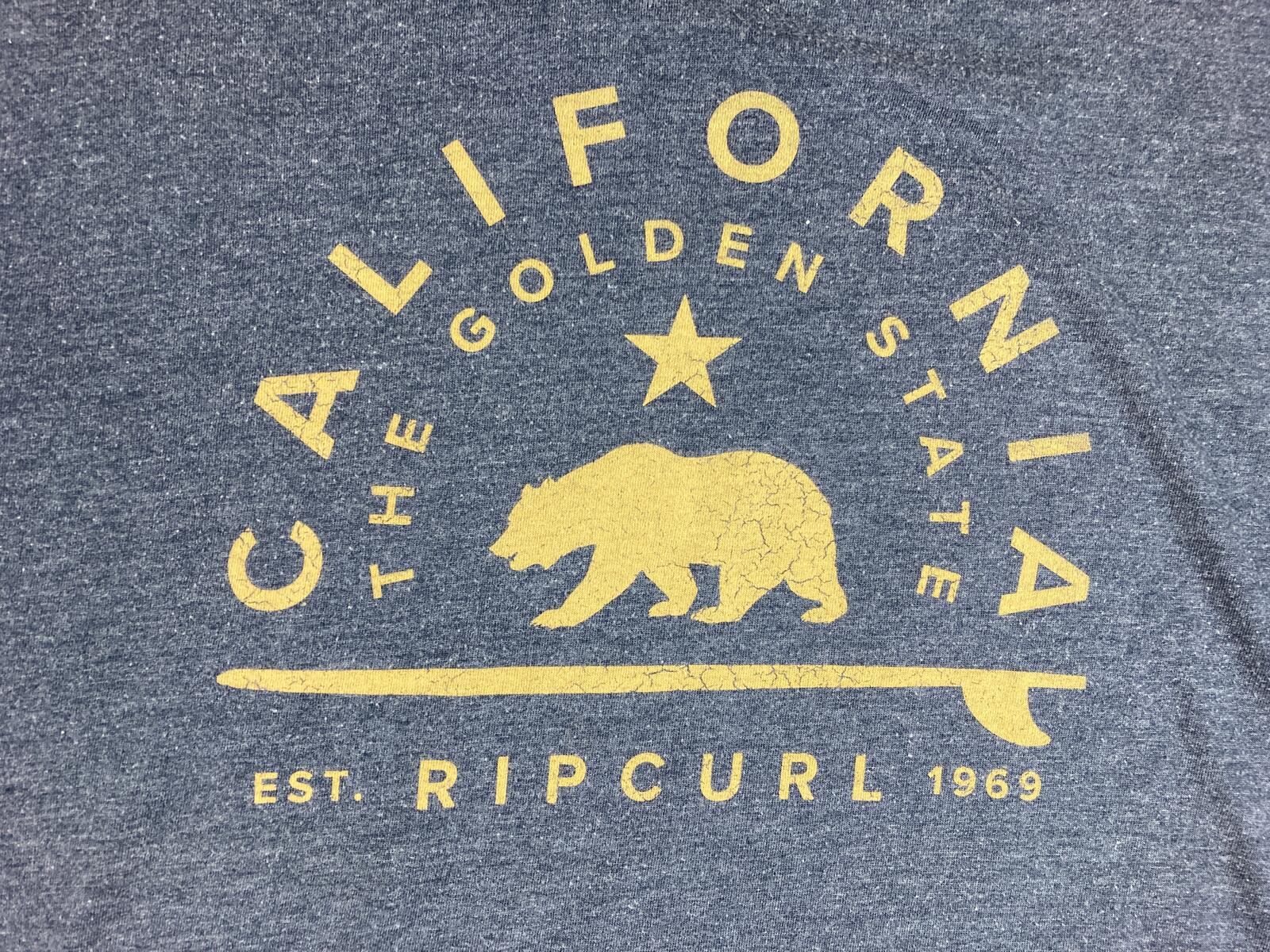 Rip Curl California Bear Surfboard Graphic T-Shirt Mens Gray Heather Surf Sz L