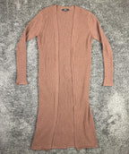 7 For All Mankind Womens Ribbed Knit Duster Cardigan Brown Open Front Size S