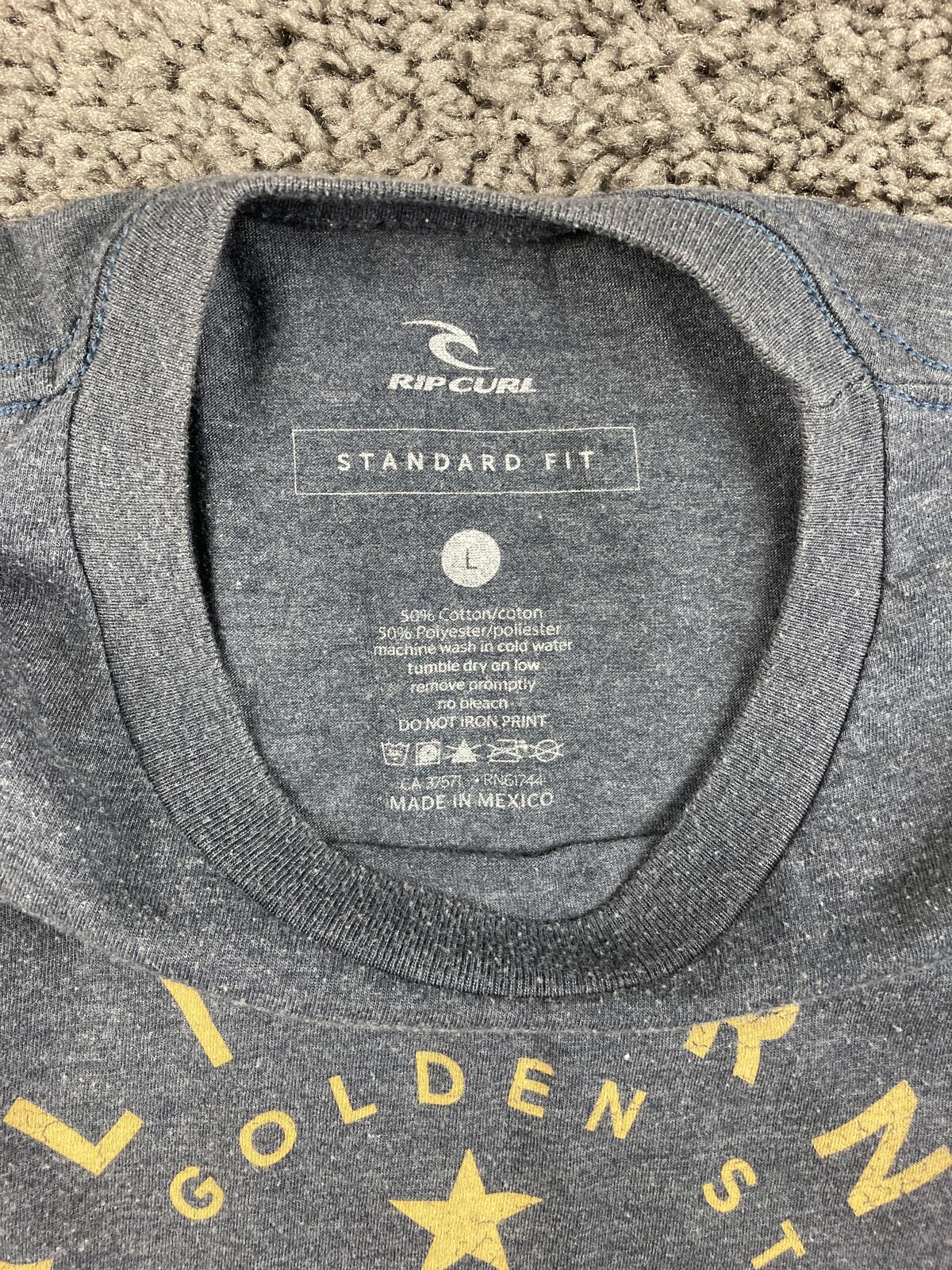 Rip Curl California Bear Surfboard Graphic T-Shirt Mens Gray Heather Surf Sz L