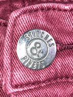 Stitches & Rivets Men’s Jeans Size 38x32 Burgundy 5-Pocket Rivet Denim, Zip Fly