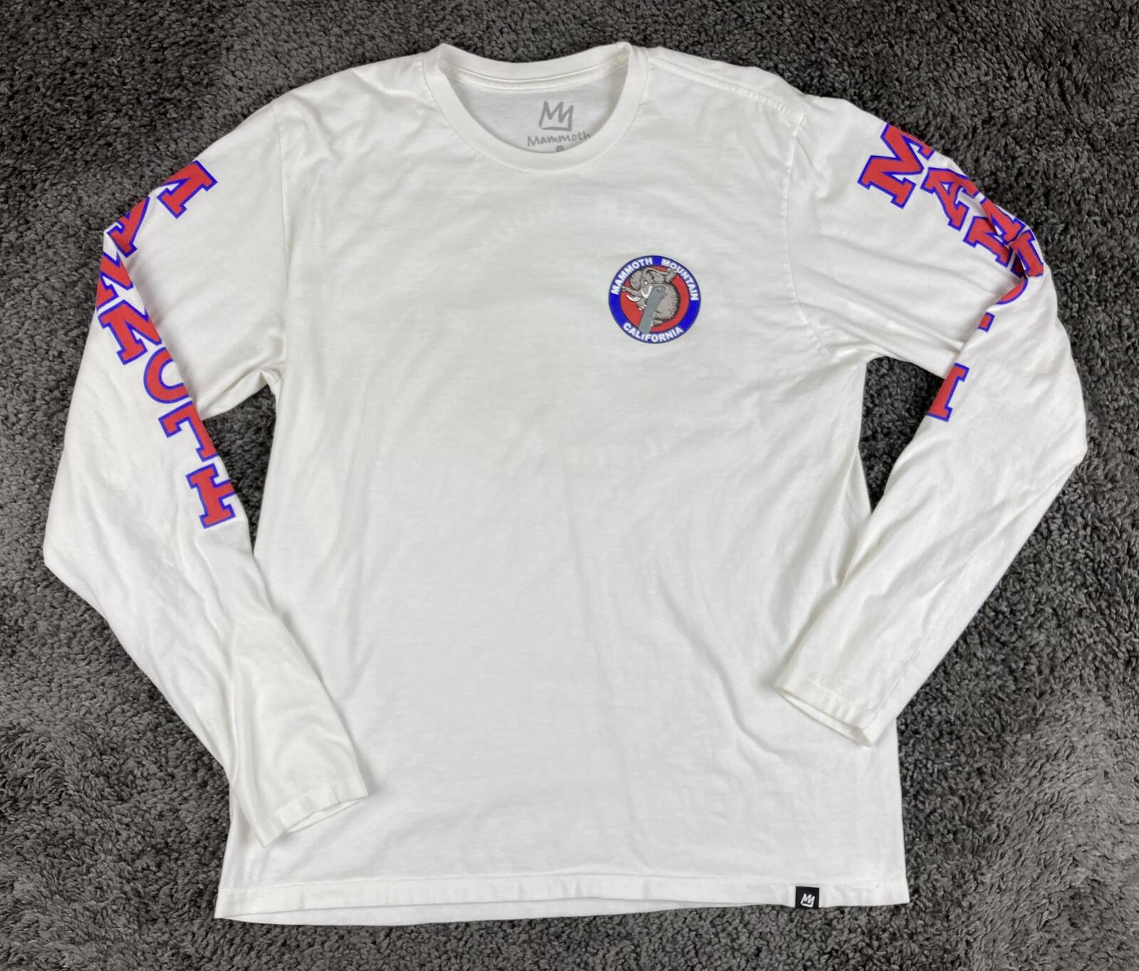 Mammoth Mountain California Long Sleeve Shirt Mens White Snowboard Graphic Sz L
