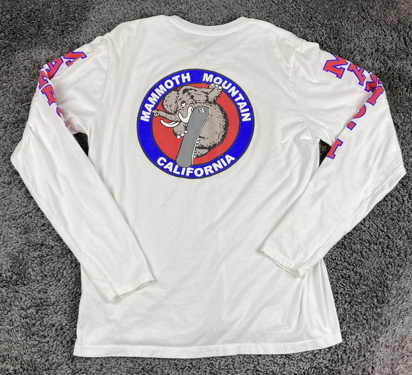 Mammoth Mountain California Long Sleeve Shirt Mens White Snowboard Graphic Sz L