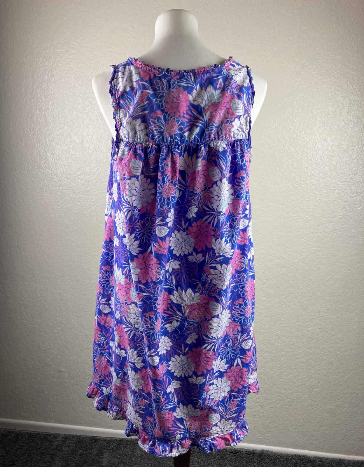 Adonna Women'sFloral Nightgown Sleeveless 100% Cotton Ruffle Hem Sizes M