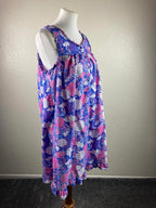 Adonna Women'sFloral Nightgown Sleeveless 100% Cotton Ruffle Hem Sizes M