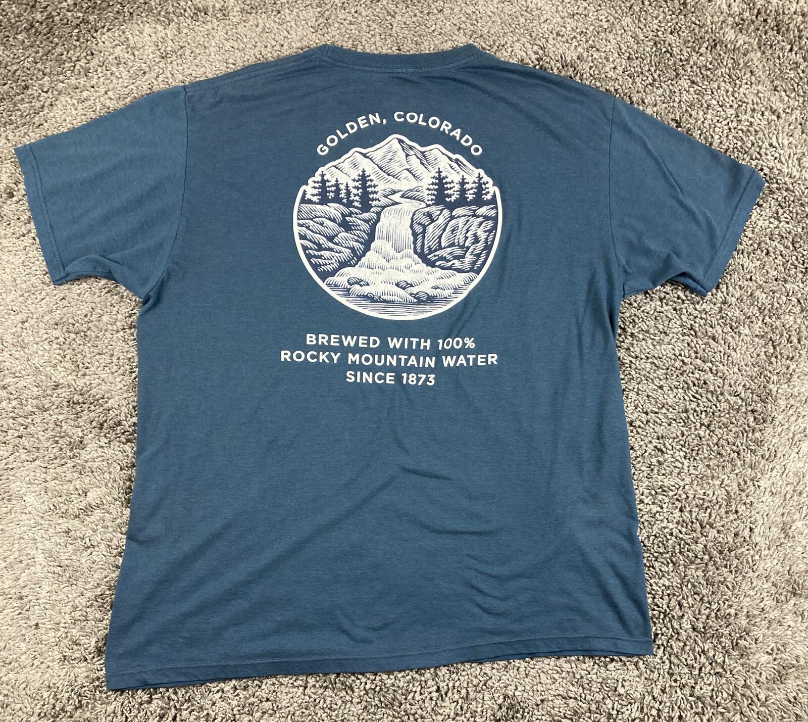 Coors Banquet Beer Golden Colorado Graphic Blue T-Shirt XL