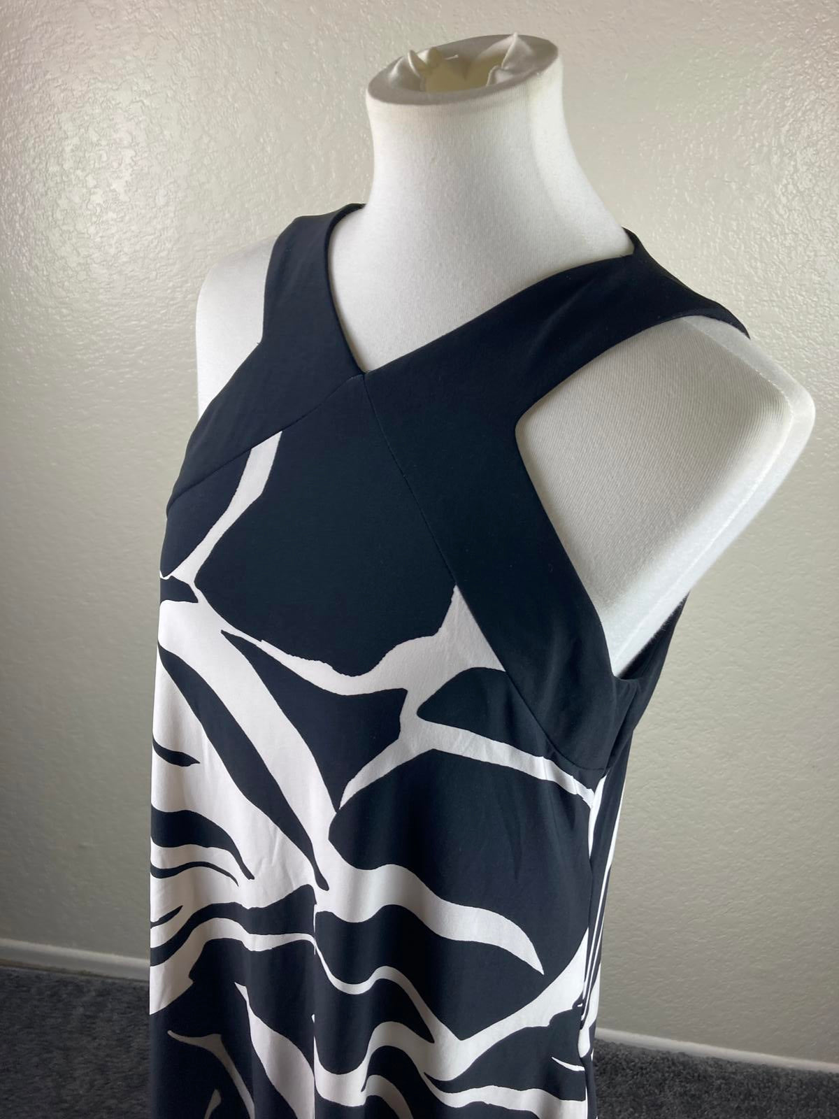 Lauren Ralph Lauren Women’s 10 Black White Tropical Cutout Dress w/Pockets