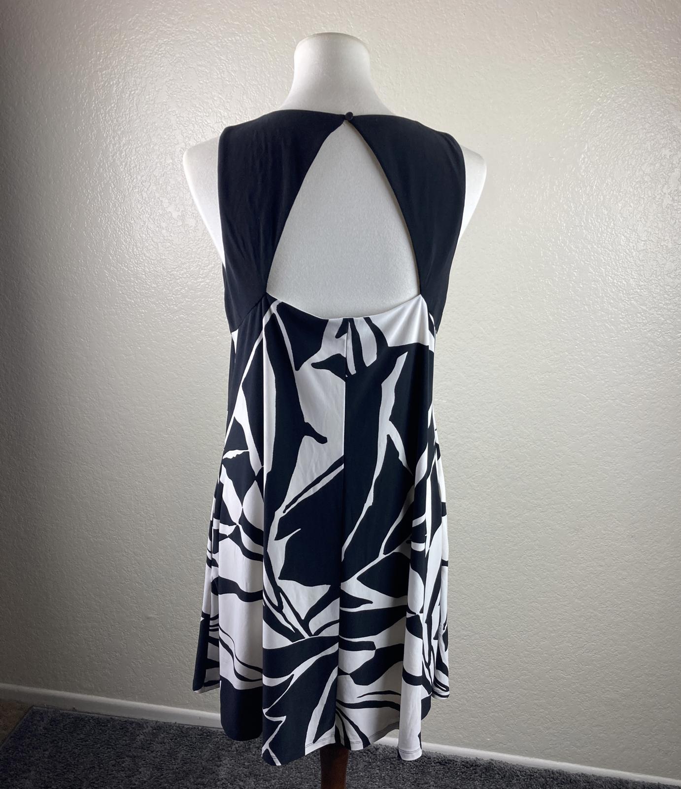 Lauren Ralph Lauren Women’s 10 Black White Tropical Cutout Dress w/Pockets