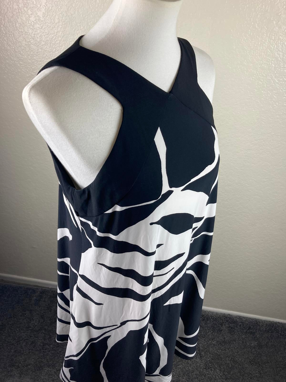 Lauren Ralph Lauren Women’s 10 Black White Tropical Cutout Dress w/Pockets