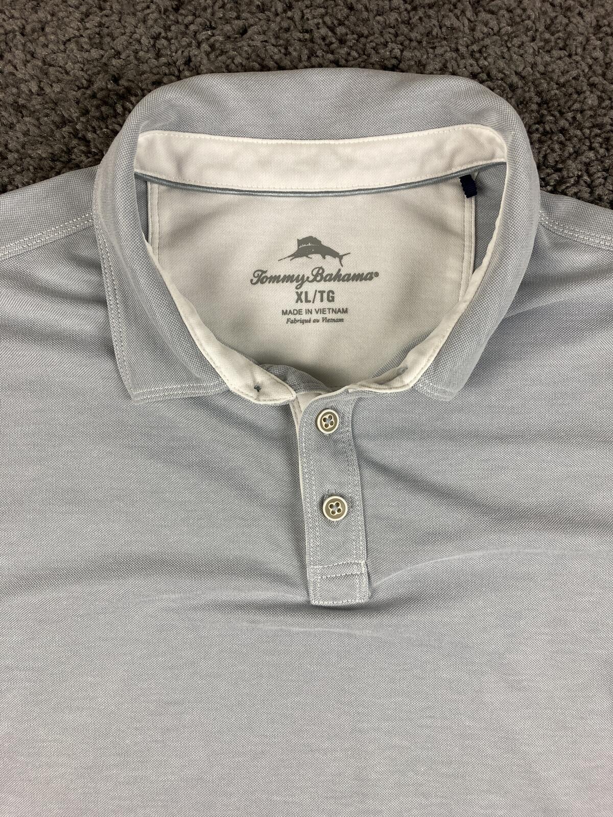 Tommy Bahama Emfielder IslandZone Polo Shirt Men Blue Short Sleeve Sz XL