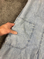 Mango MNG Denim Light Wash Wide Leg Jumpsuit Womens Sleeveless Pockets Size M