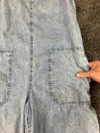 Mango MNG Denim Light Wash Wide Leg Jumpsuit Womens Sleeveless Pockets Size M