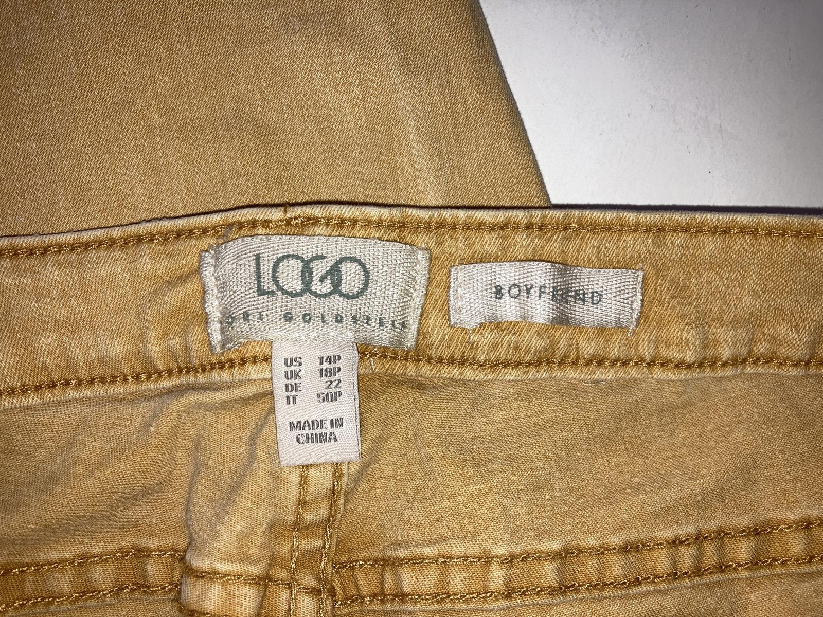 LOGO by Lori Goldstein Women’s Boyfriend Pants Cargo Size 14P Honey Tan Stretch