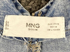 Mango MNG Denim Light Wash Wide Leg Jumpsuit Womens Sleeveless Pockets Size M