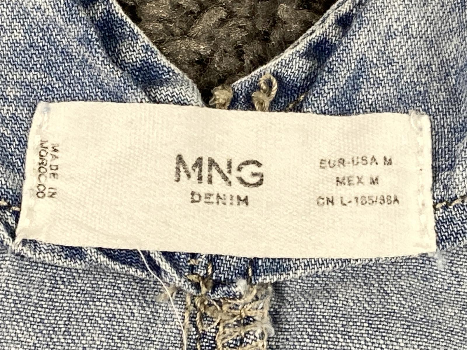 Mango MNG Denim Light Wash Wide Leg Jumpsuit Womens Sleeveless Pockets Size M