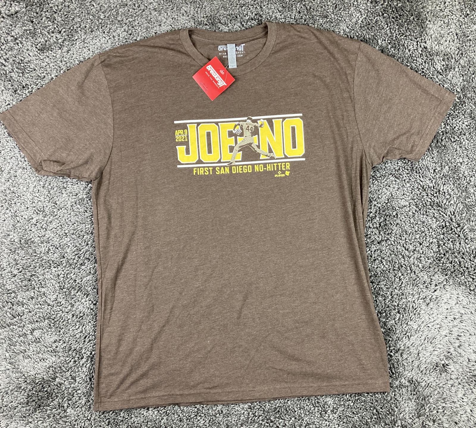 BreakingT JOE-NO Joe Musgrove 1st Padres No Hitter T Shirt Mens XL Brown MLB NWT