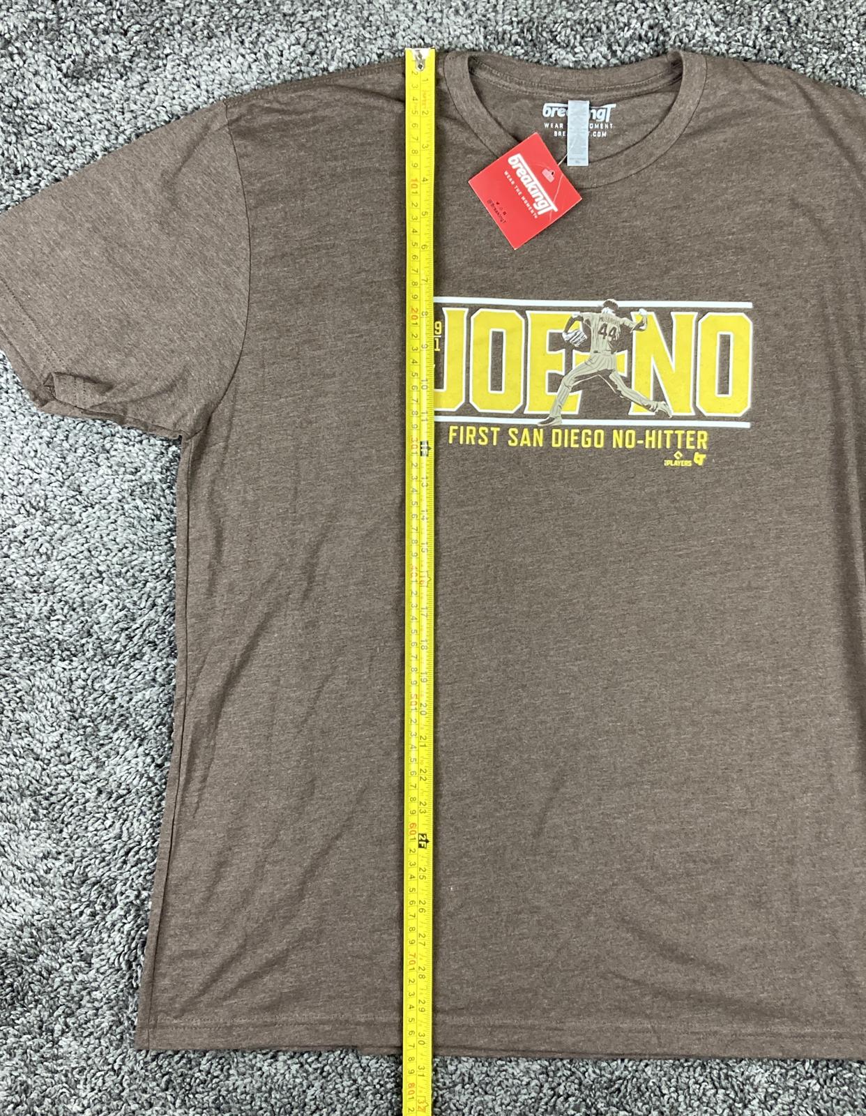 BreakingT JOE-NO Joe Musgrove 1st Padres No Hitter T Shirt Mens XL Brown MLB NWT