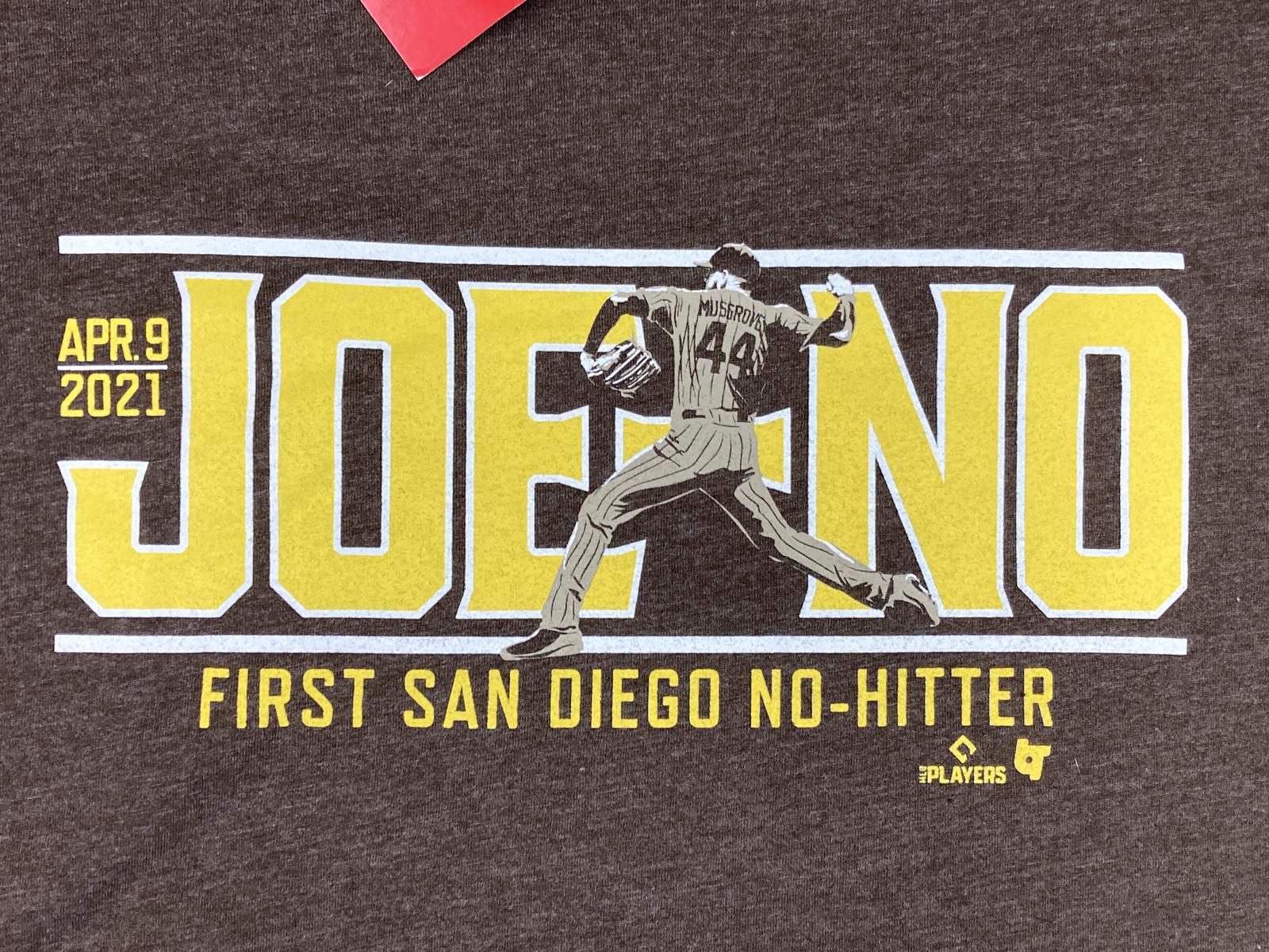 BreakingT JOE-NO Joe Musgrove 1st Padres No Hitter T Shirt Mens XL Brown MLB NWT
