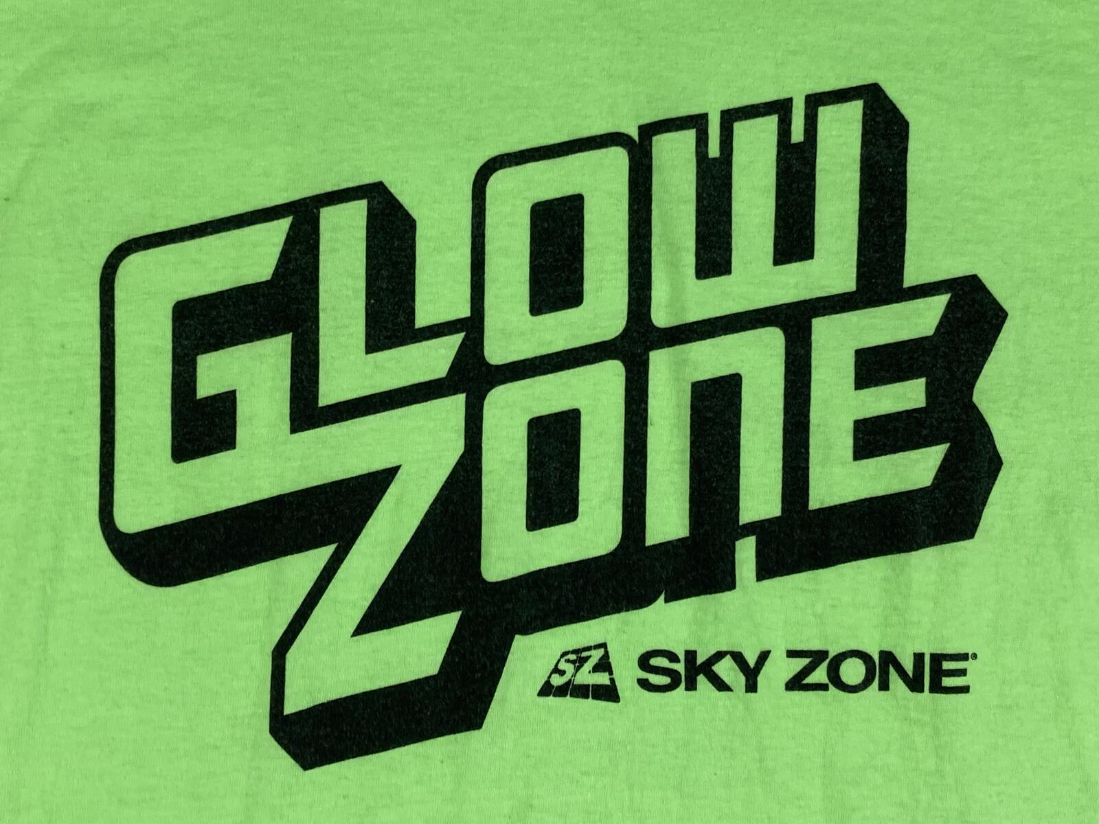 Sky Zone Glow Zone Graphic T-Shirt Men's Neon Green Cotton Blend Sz Large