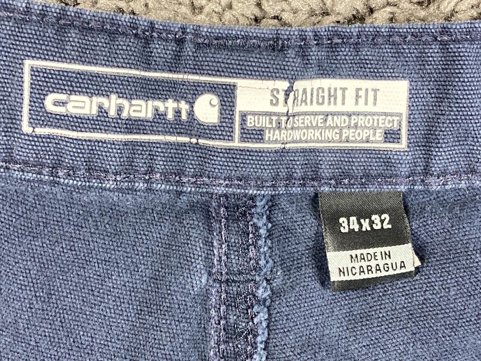 Carhartt Rugged Flex Work Pants Navy Blue Painted Distressed 102821 Sz 34x32