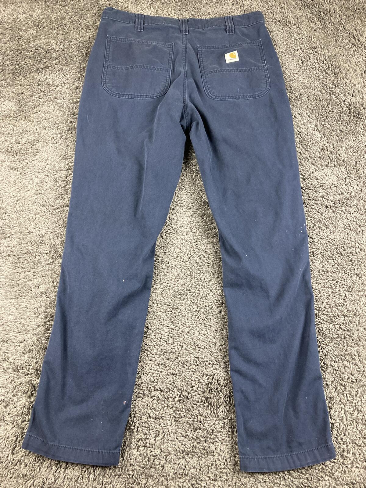 Carhartt Rugged Flex Work Pants Navy Blue Painted Distressed 102821 Sz 34x32