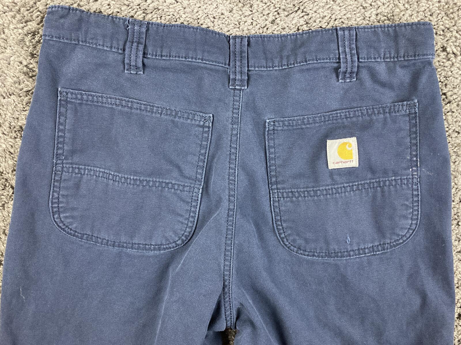 Carhartt Rugged Flex Work Pants Navy Blue Painted Distressed 102821 Sz 34x32