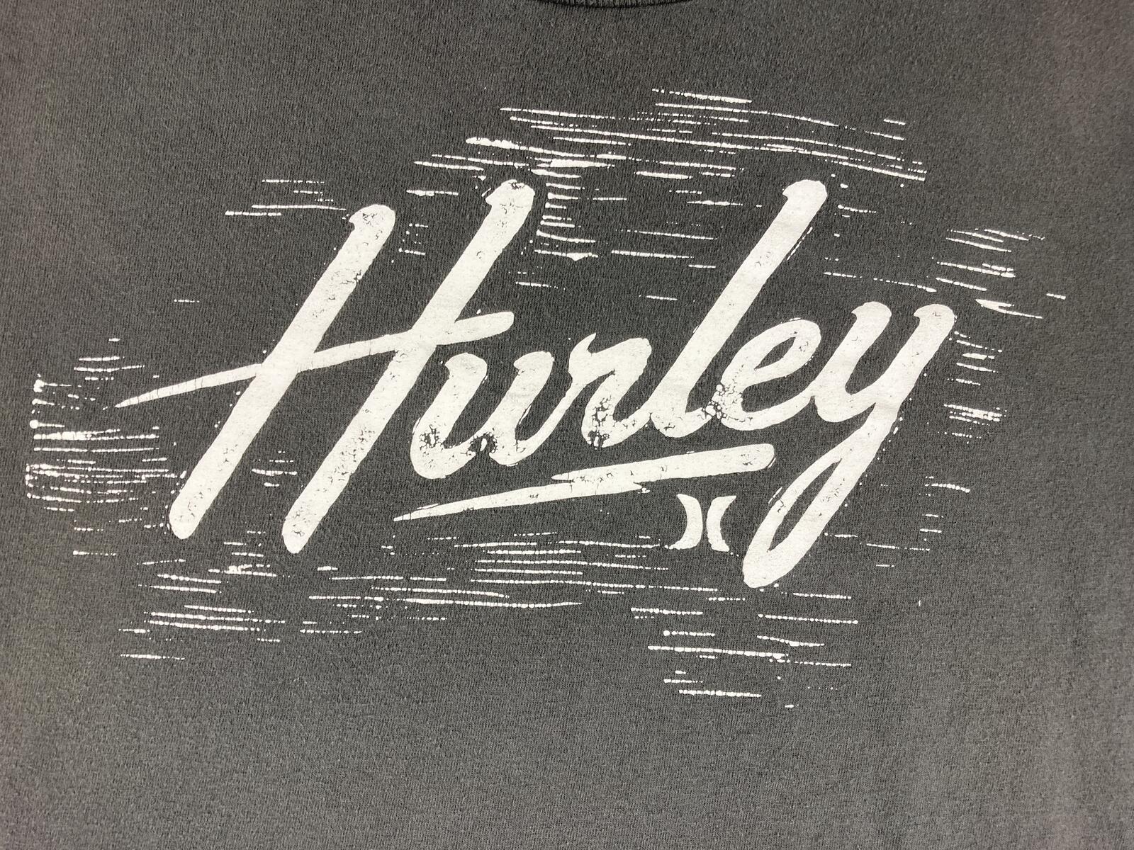 Hurley T Shirt Mens Gray Classic Fit Short Sleeve Script Logo Cotton Surf Sz XXL