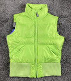 Tommy Hilfiger Women's Puffer Vest Neon Lime Green Full Zip Ribbed Hem Sz Small