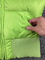 Tommy Hilfiger Women's Puffer Vest Neon Lime Green Full Zip Ribbed Hem Sz Small