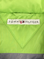 Tommy Hilfiger Women's Puffer Vest Neon Lime Green Full Zip Ribbed Hem Sz Small