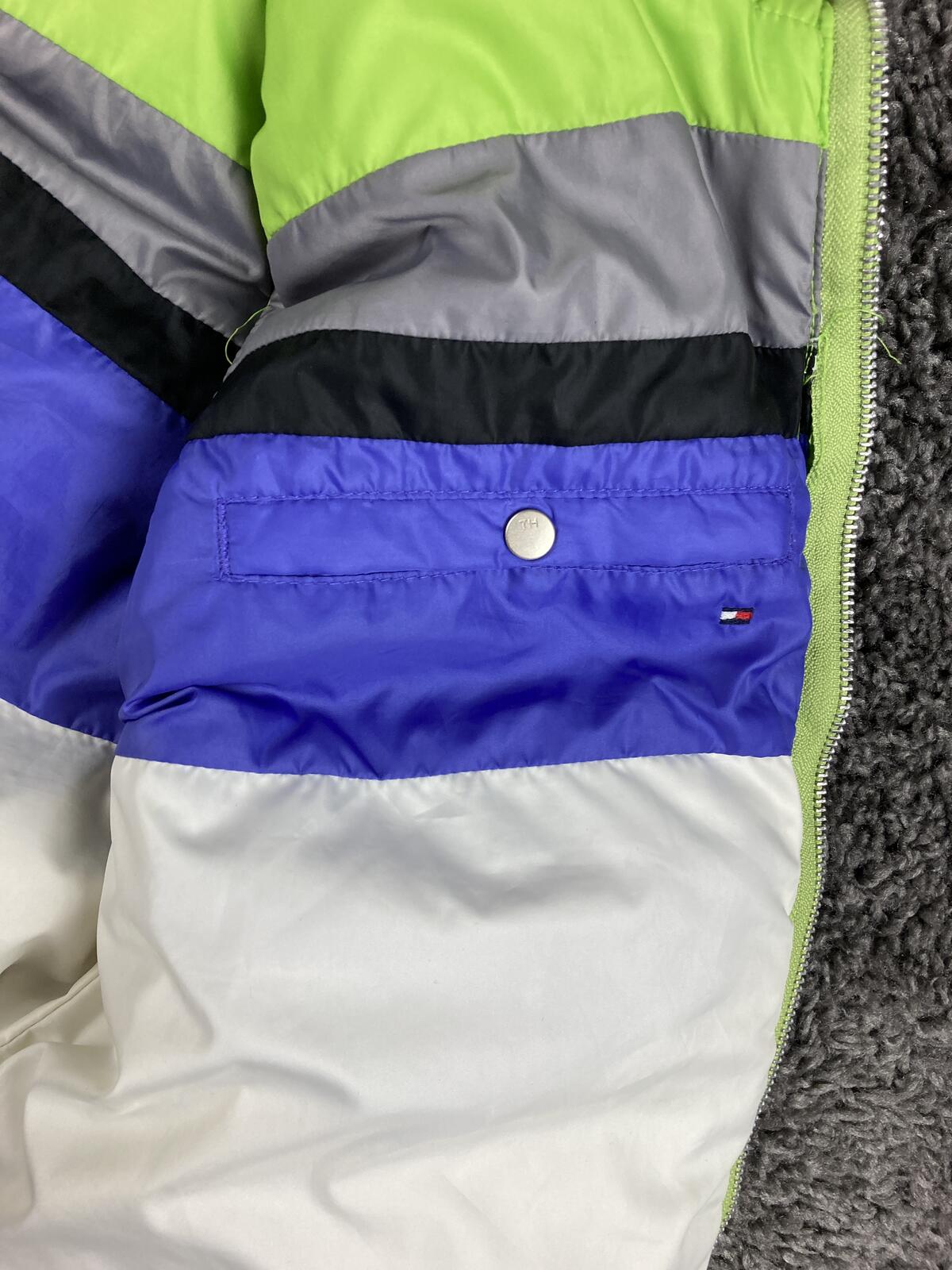 Tommy Hilfiger Women's Puffer Vest Neon Lime Green Full Zip Ribbed Hem Sz Small