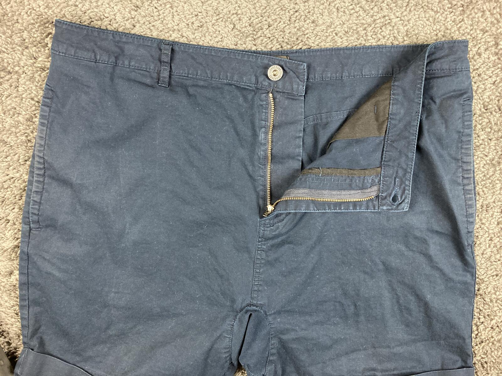 Zanerobe Men's Navy Blue Chino Shorts Cotton Stretch Cuffed Size 36