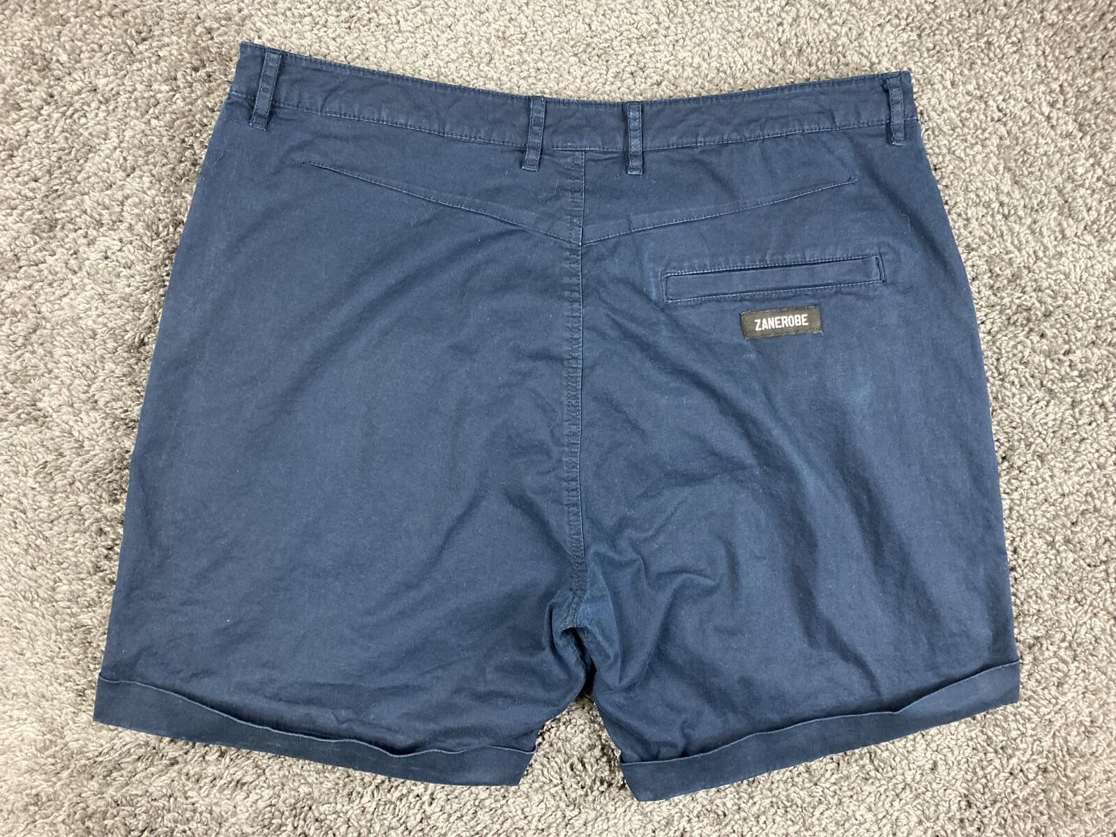 Zanerobe Men's Navy Blue Chino Shorts Cotton Stretch Cuffed Size 36