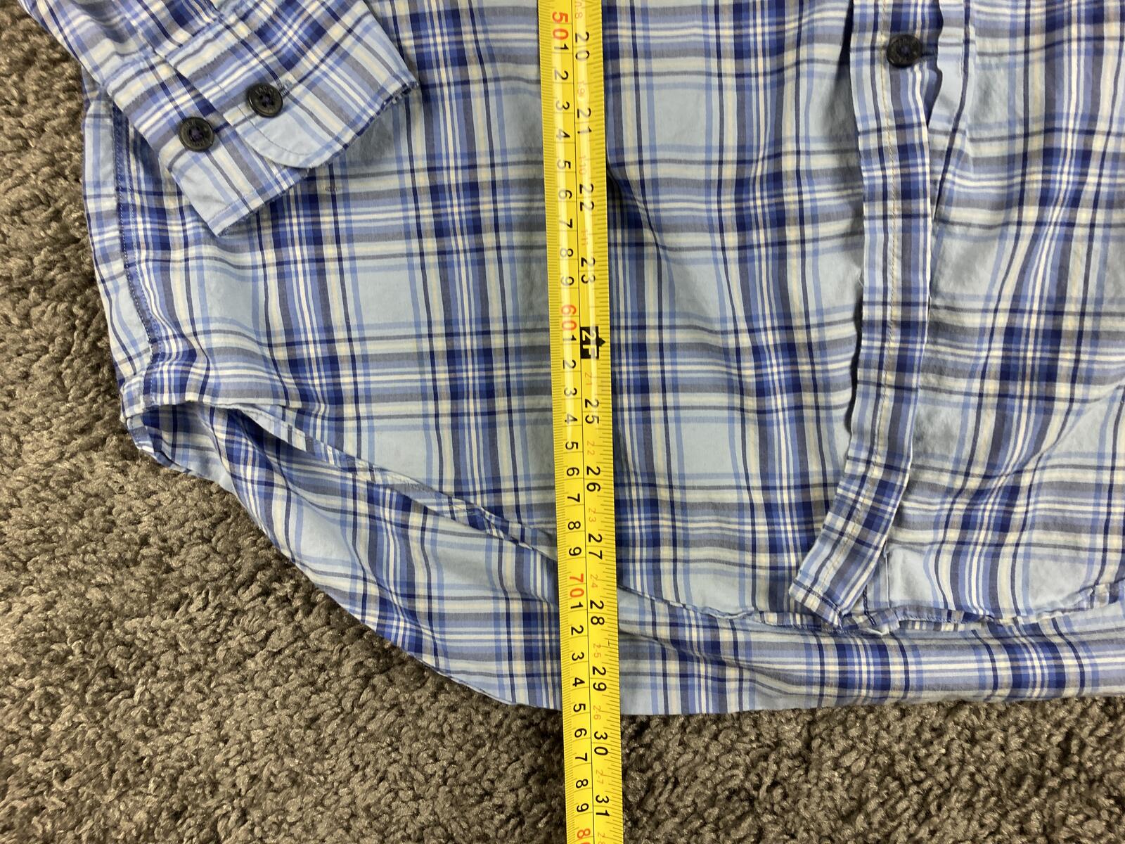 Faconnable by Albert Goldberg Shirt Blue Plaid LongSleeve Button Up Sz M