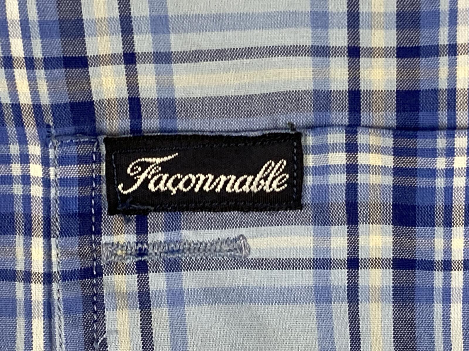 Faconnable by Albert Goldberg Shirt Blue Plaid LongSleeve Button Up Sz M