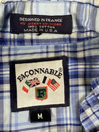 Faconnable by Albert Goldberg Shirt Blue Plaid LongSleeve Button Up Sz M