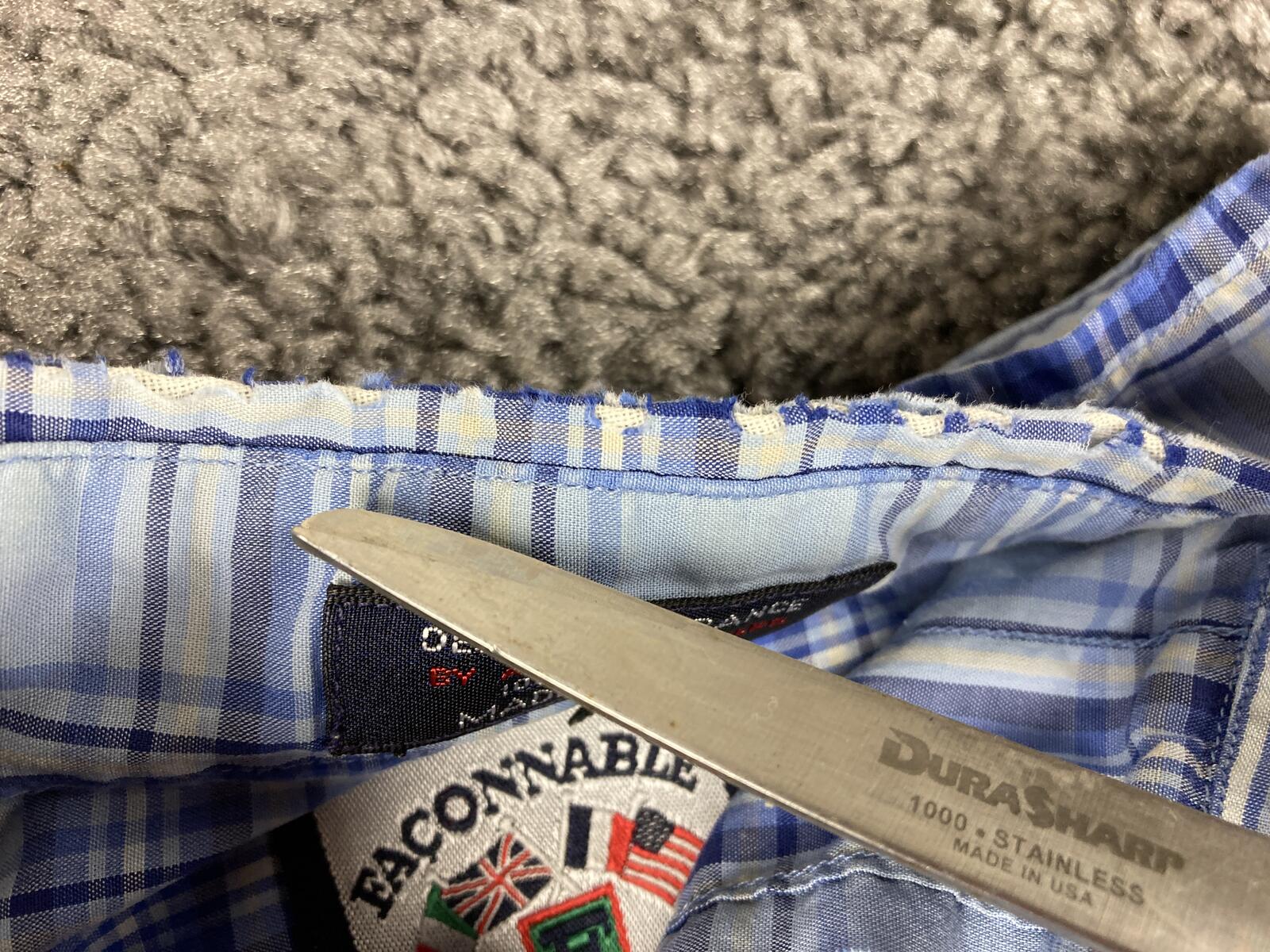 Faconnable by Albert Goldberg Shirt Blue Plaid LongSleeve Button Up Sz M
