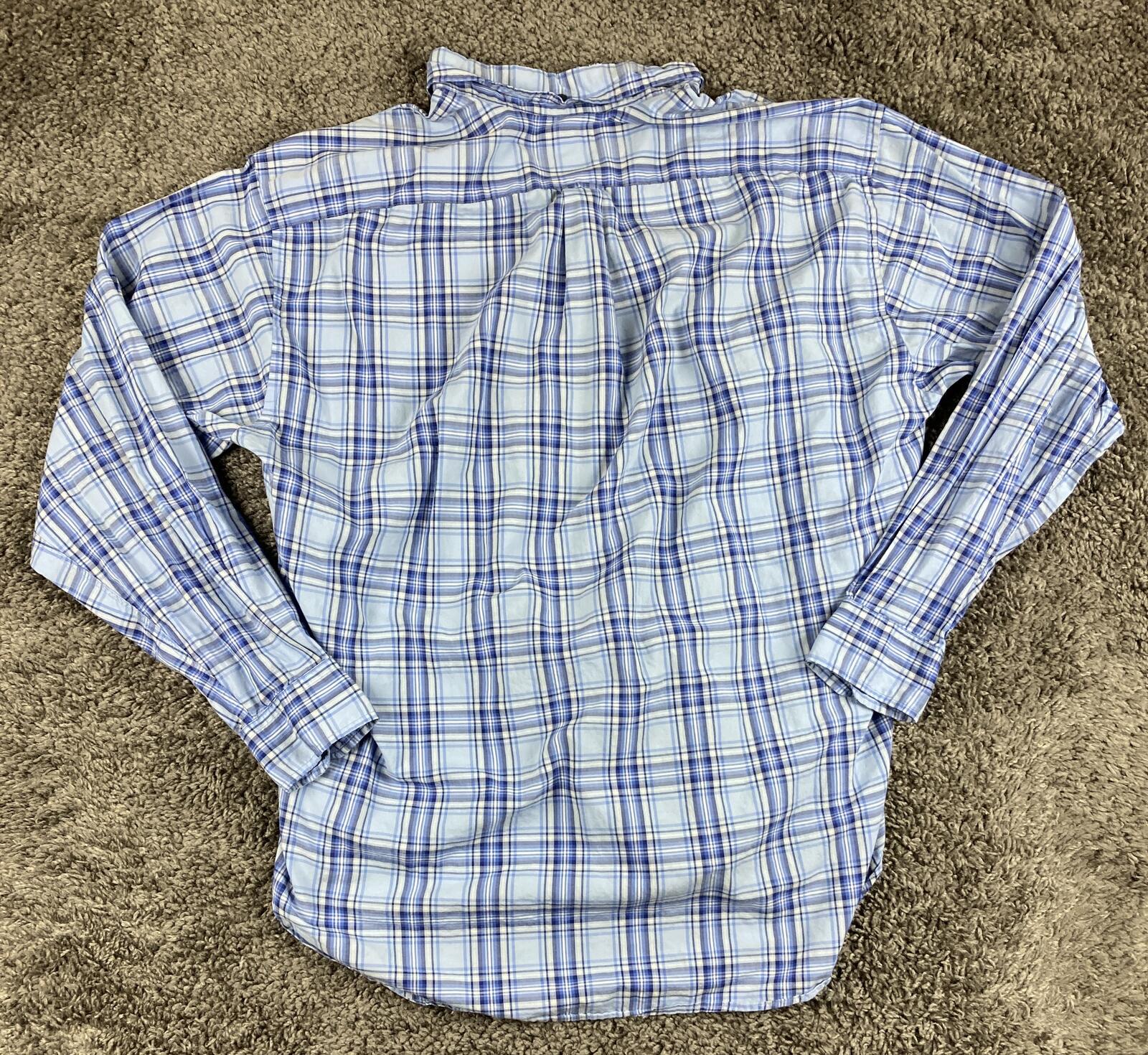 Faconnable by Albert Goldberg Shirt Blue Plaid LongSleeve Button Up Sz M